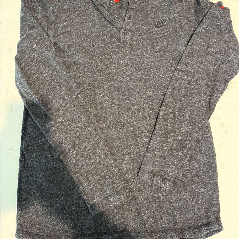 Nike Men's Charcoal Long Sleeve Tee 90s